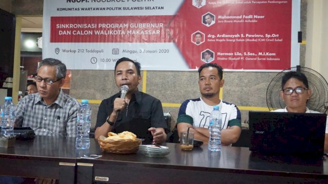Fadli Noor saat menghadiri diskusi politik yang digelar Komunitas Wartawan Politk Sulsel. (ist)