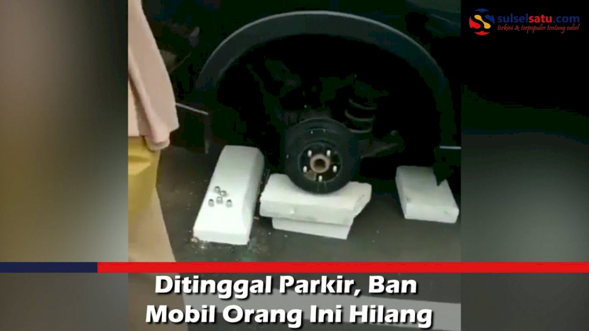 VIDEO: Ditinggal Parkir, Ban Mobil Orang Ini Hilang