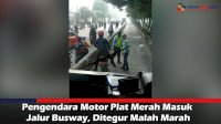VIDEO: Pengendara Motor Plat Merah Masuk Jalur Busway, Ditegur Malah Marah