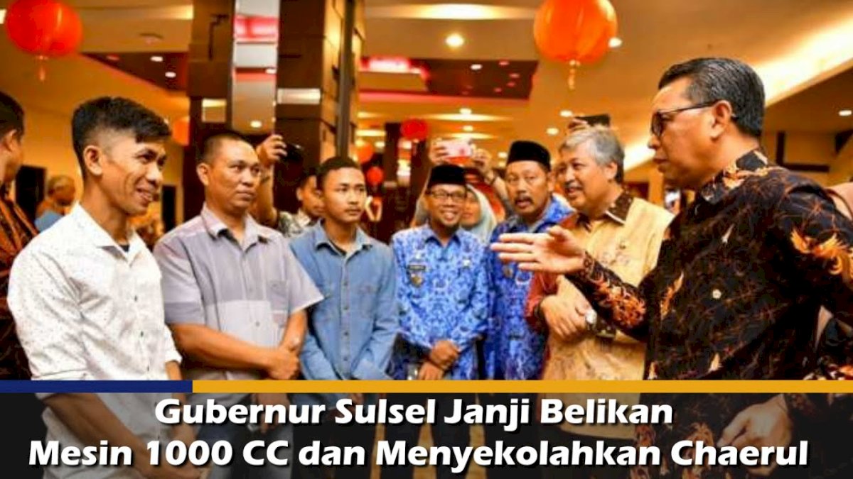 VIDEO: Gubernur Sulsel Janji Belikan Mesin 1000 CC dan Menyekolahkan Chaerul