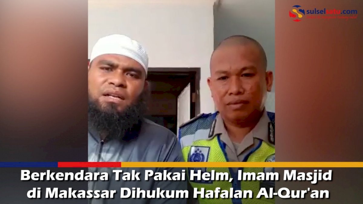 VIDEO: Berkendara Tak Pakai Helm, Imam Masjid di Makassar Dihukum Hafalan Al-Qur’an