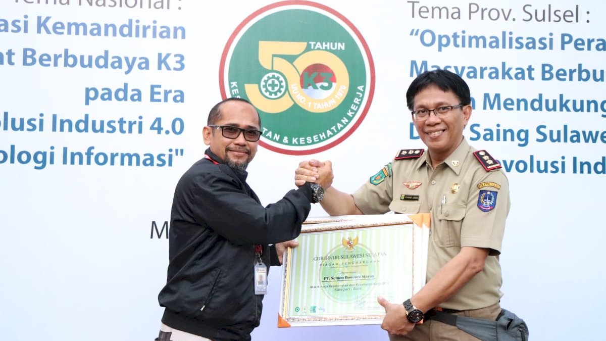Bosowa Semen Maros Raih Penghargaan K3 dari Disnakertrans Sulsel
