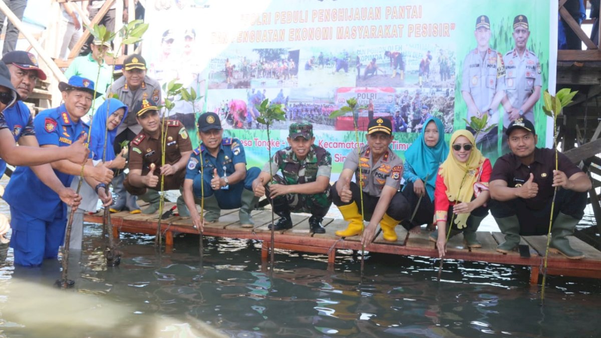 Penghijauan Pantai, Wakapolda Sulsel Tanam Bakau di Hutan Mangrove Sinjai