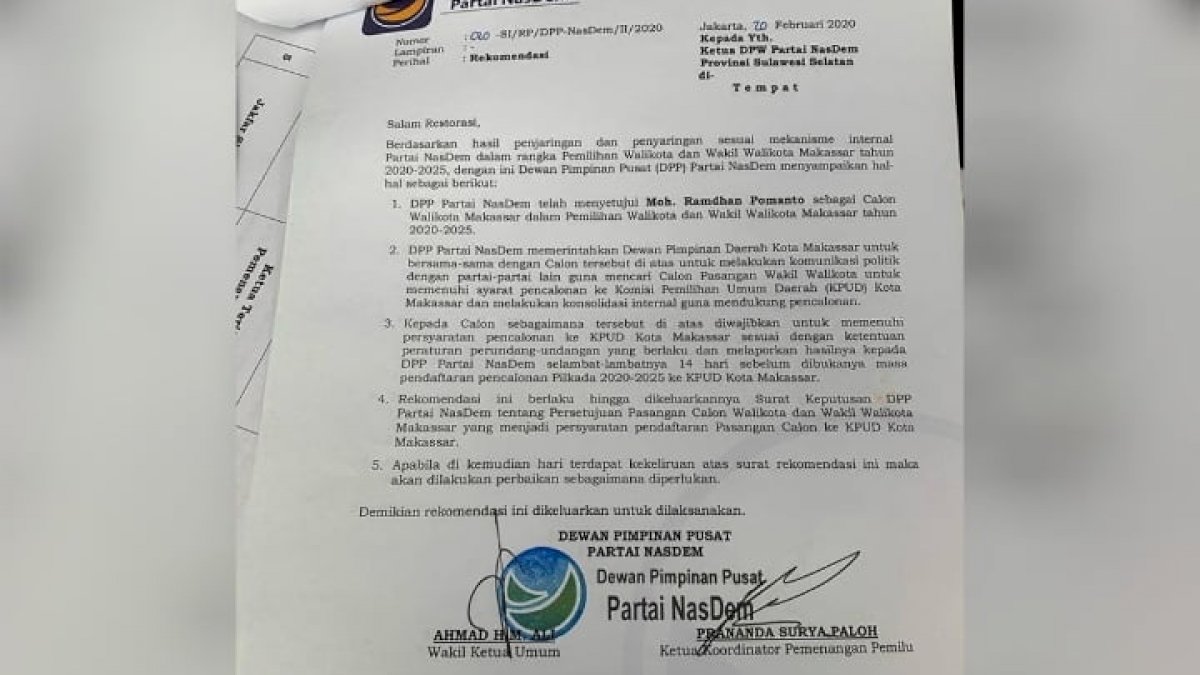 RESMI! NasDem Usung Danny di Pilwali Makassar