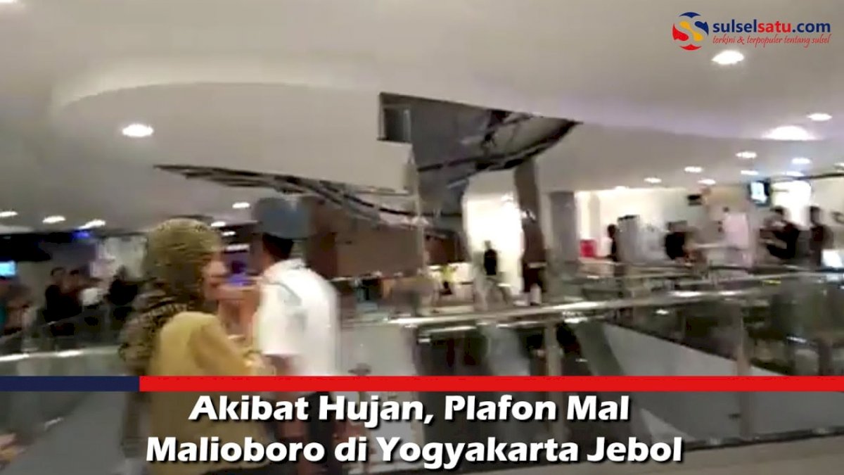 VIDEO: Akibat Hujan, Plafon Mal Malioboro di Yogyakarta Jebol
