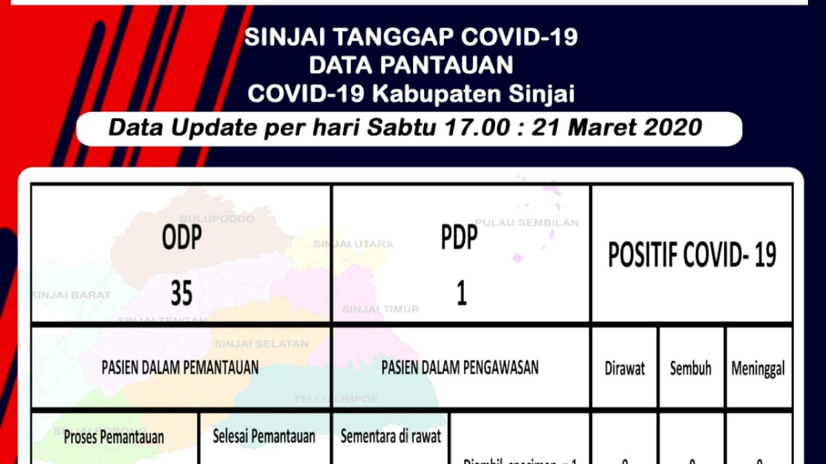 Segini Data Terakhir Jumlah ODP dan PDP Corona yang Dirilis Dinkes Sinjai