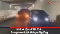 VIDEO: Nekat, Demi Tik Tok Pengemudi Ini Melaju Zig Zag