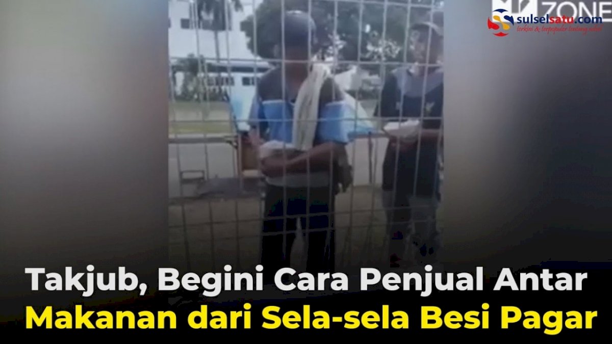 VIDEO: Takjub, Begini Cara Penjual Antar Makanan dari Sela-sela Besi Pagar