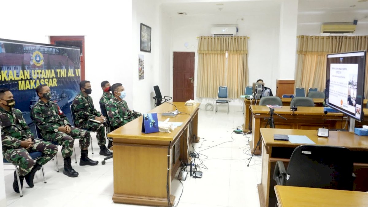 Wadan Lantamal VI Ikuti Taklimat Awal Audit Kinerja Itjen TNI Lewat Vicon