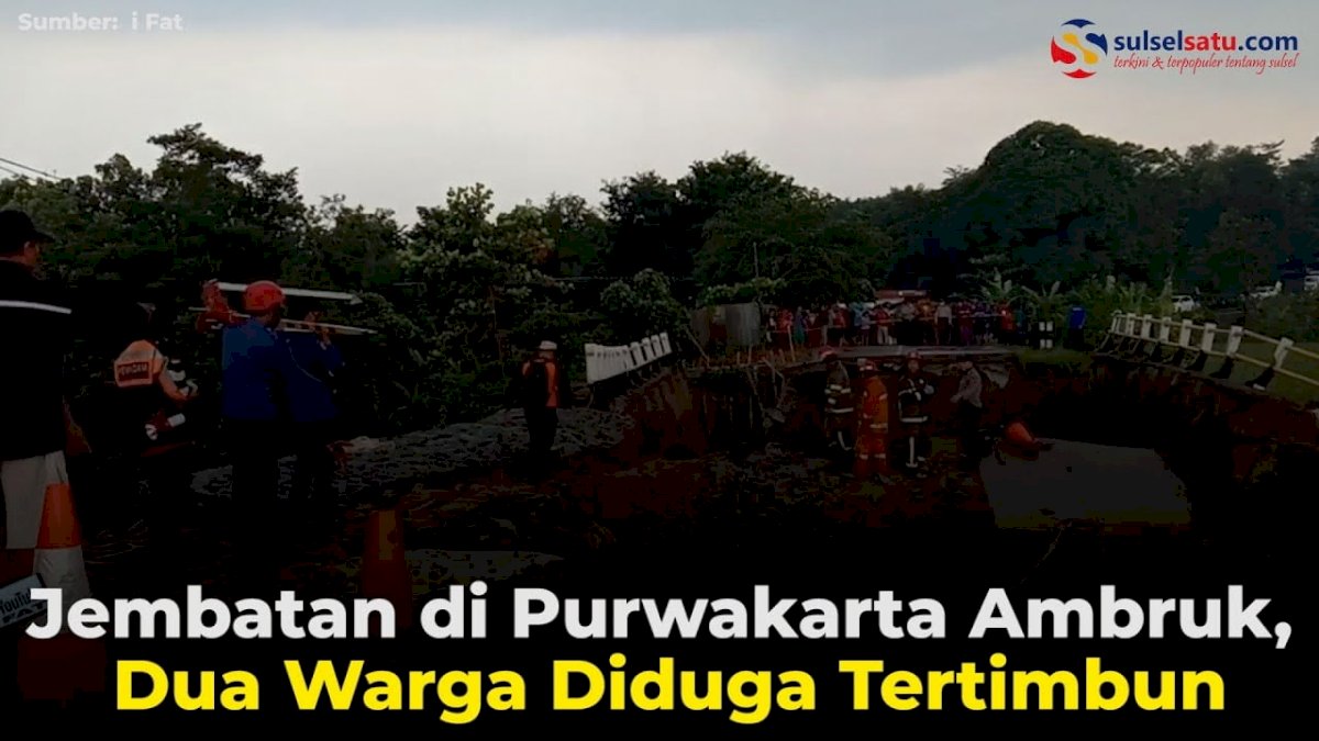 VIDEO: Jembatan di Purwakarta Ambruk, Dua Warga Diduga Tertimbun