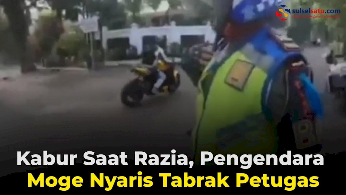 VIDEO: Kabur Saat Razia, Pengendara Moge Nyaris Tabrak Petugas