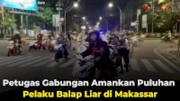 VIDEO: Petugas Gabungan Amankan Puluhan Pelaku Balap Liar di Makassar
