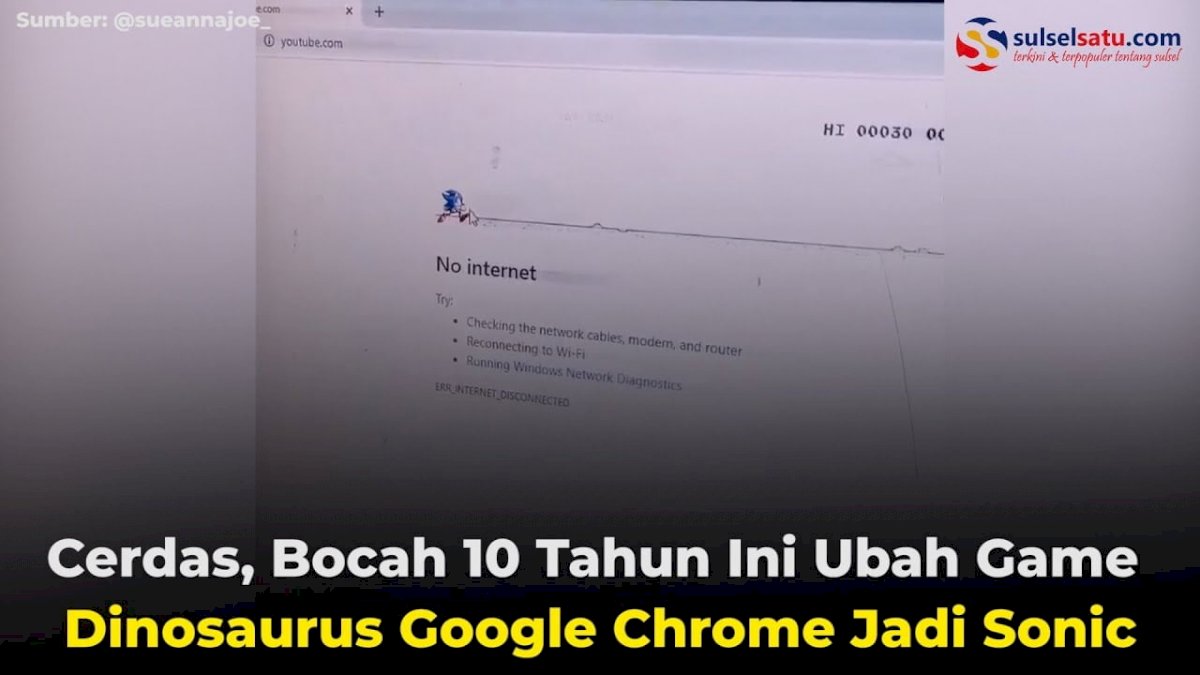 VIDEO: Cerdas, Bocah 10 Tahun Ini Ubah Game Dinosaurus Google Chrome Jadi Sonic
