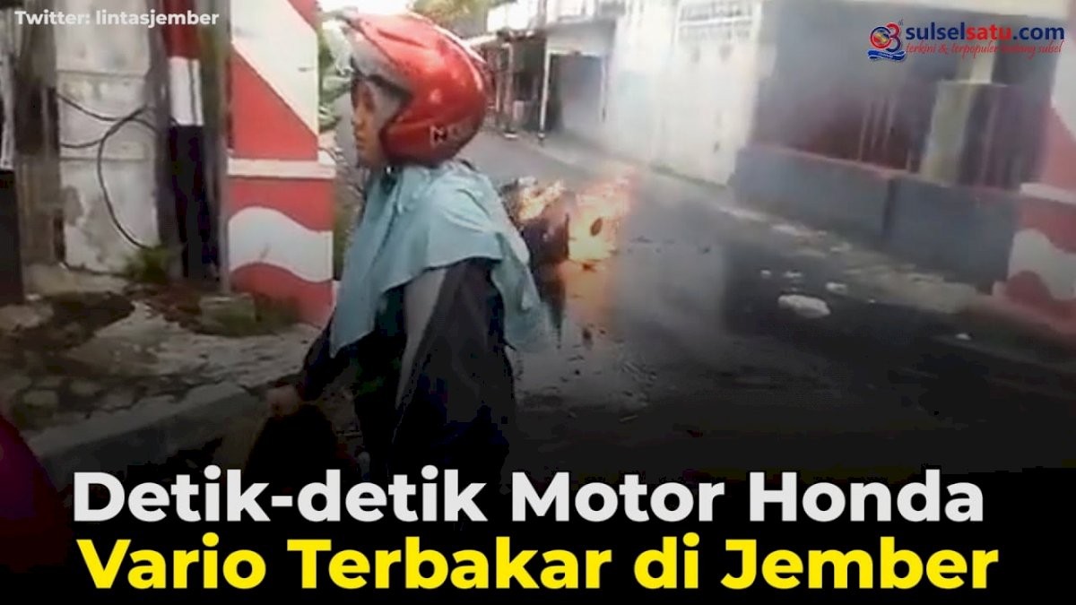 VIDEO: Detik-detik Motor Honda Vario Terbakar di Jember