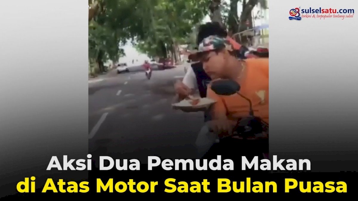VIDEO: Aksi Dua Pemuda Makan di Atas Motor Saat Bulan Puasa