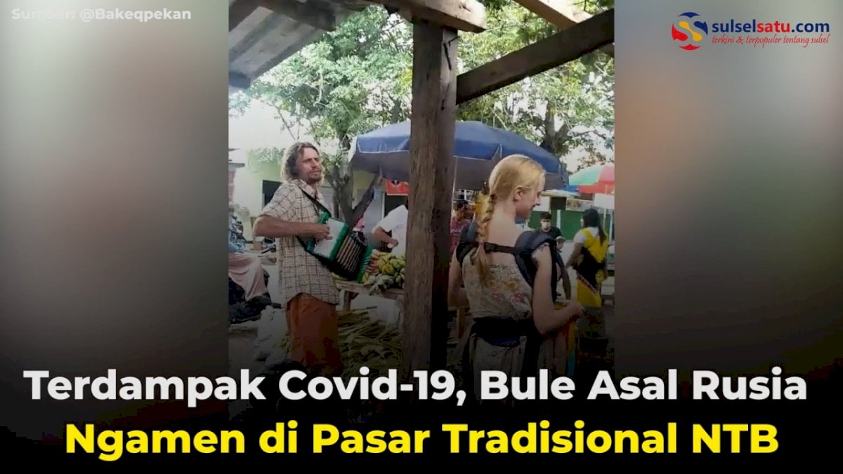 VIDEO: Terdampak Covid-19, Bule Asal Rusia Ngamen di Pasar Tradisional NTB