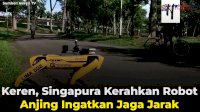 VIDEO: Keren, Singapura Kerahkan Robot Anjing Ingatkan Jaga Jarak