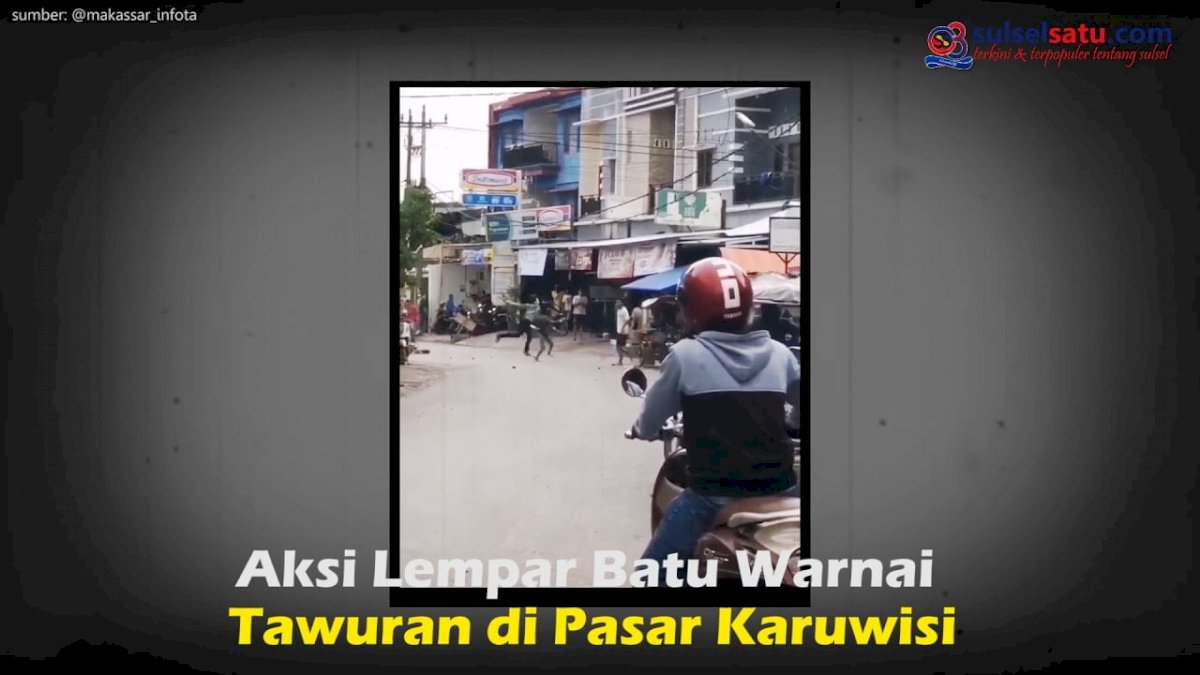VIDEO: Aksi Lempar Batu Warnai Tawuran di Pasar Karuwisi