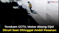 VIDEO: Terekam CCTV, Motor Abang Ojol Dicuri Saat Ditinggal Ambil Pesanan
