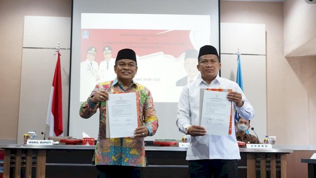 Penerimaan dan penandatanganan LHP LKPD 2019 via virtual. (ist)