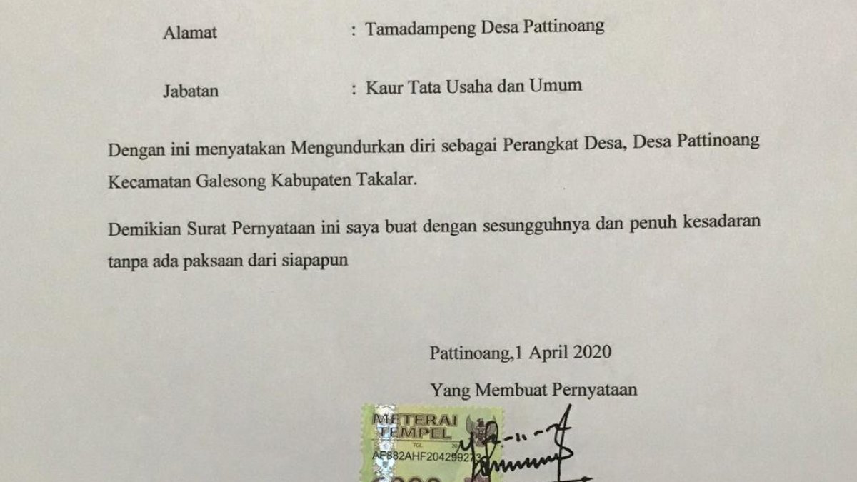 Kepala Desa Pattinoang Kaget Dua Bawahannya Mengundurkan Diri