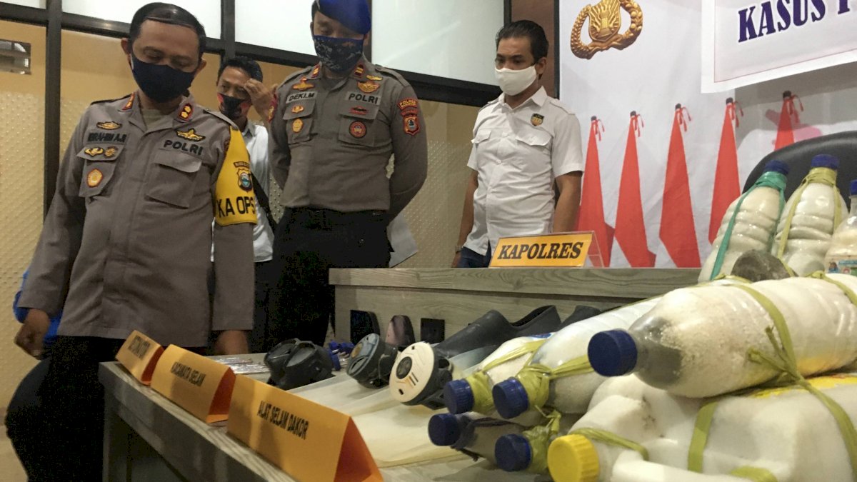 7 Nelayan Di Tangkap, Puluhan Bom Ikan Di amankan Polres Pangkep