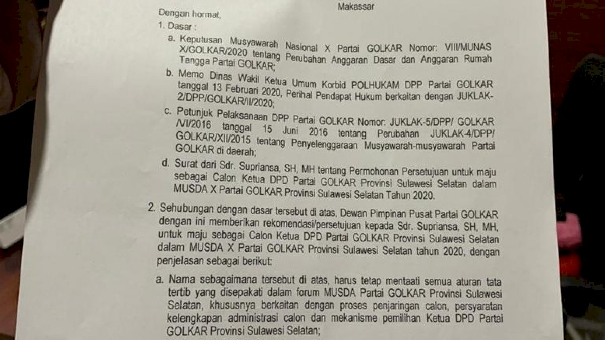Supriansa Dapat Perlakuan Khusus Airlangga dalam Perebutan Kursi Ketua Golkar Sulsel