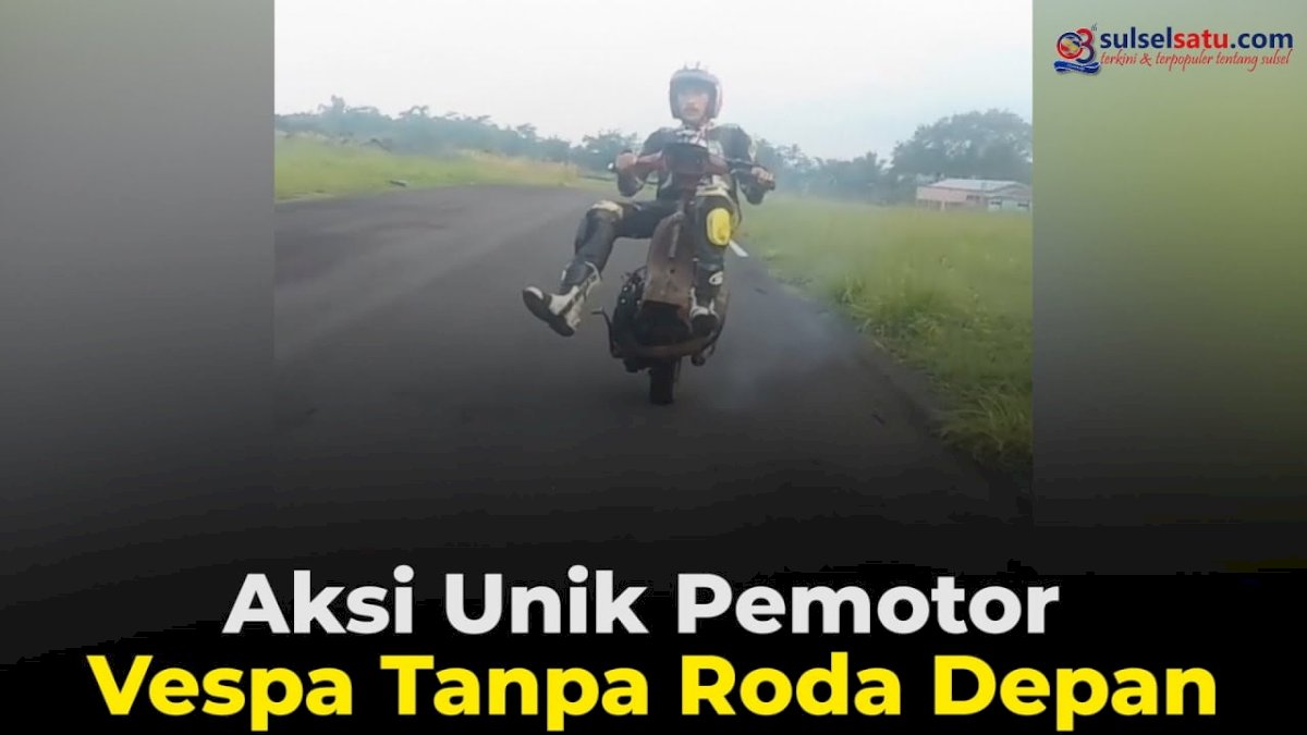 VIDEO: Aksi Unik Pemotor Vespa Tanpa Roda Depan