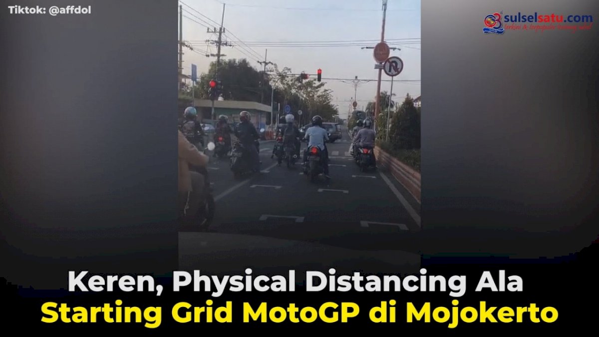 VIDEO: Keren, Physical Distancing Ala Starting Grid MotoGP di Mojokerto