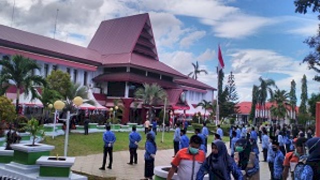 Upacara peringatan HUT RI ke-75 di Sekretariat Daerah Kota Parepare. (ist)