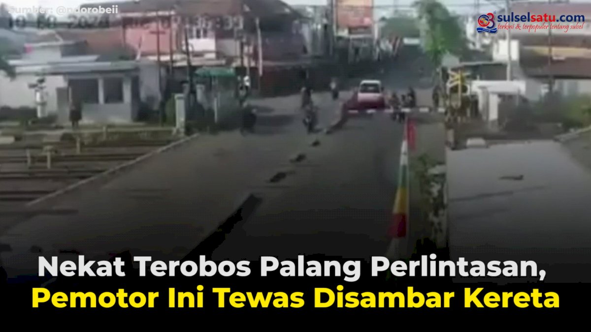VIDEO: Nekat Terobos Palang Perlintasan, Pemotor Ini Tewas Disambar Kereta