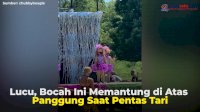 VIDEO: Lucu, Bocah Ini Memantung di Atas Panggung Saat Pentas Tari