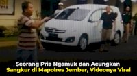 VIDEO: Seorang Pria Ngamuk dan Acungkan Sangkur di Mapolres Jember, Videonya Viral