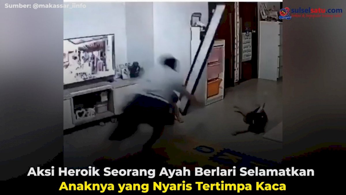 VIDEO: Aksi Heroik Seorang Ayah Selamatkan Anaknya yang Nyaris Tertimpa Kaca