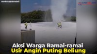 VIDEO: Aksi Warga Ramai-ramai Usir Angin Puting Beliung