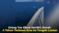 VIDEO: Orang Tua Sibuk Sendiri, Bocah 4 Tahun Terbawa Arus ke Tengah Lautan