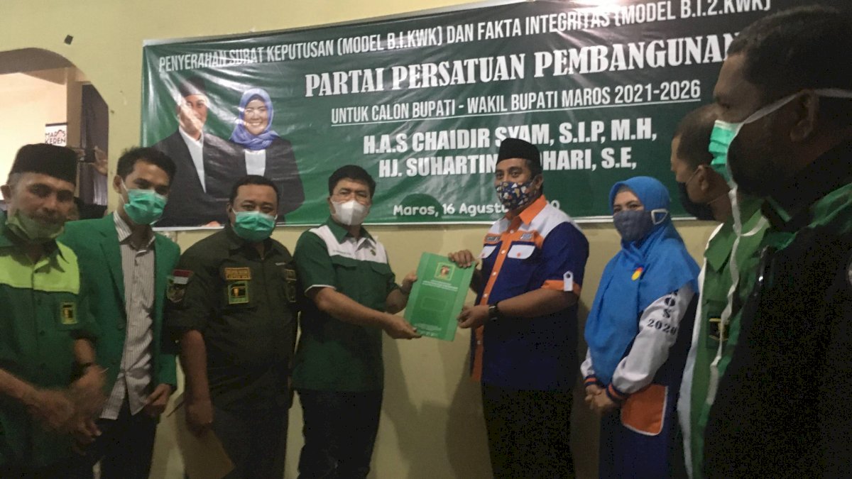 DPP PPP Terbitkan B1KWK untuk Chaidir-Suhartina di Pilkada Maros