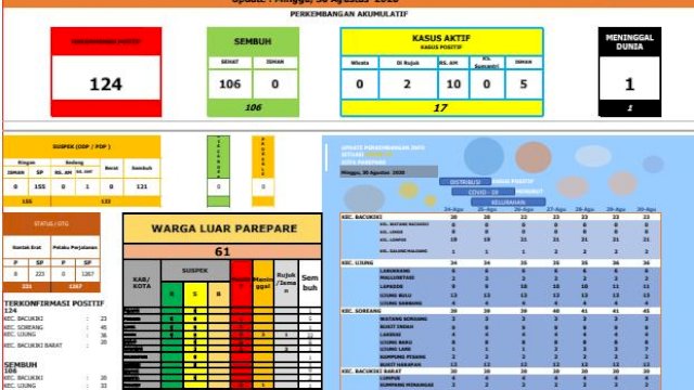Data terbatu Covid-19 Parepare. (ist)