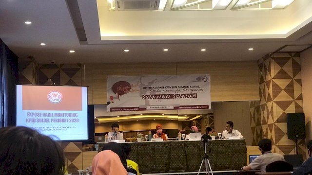 Ekspos hasil monitoring periode I 2020 KPID Sulsel di Hotel Pesona. (ist)
