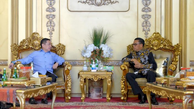 Ketum Partai Gelora Anis Matta temui Gubernur Sulsel Nurdin Abdullah. (ist)