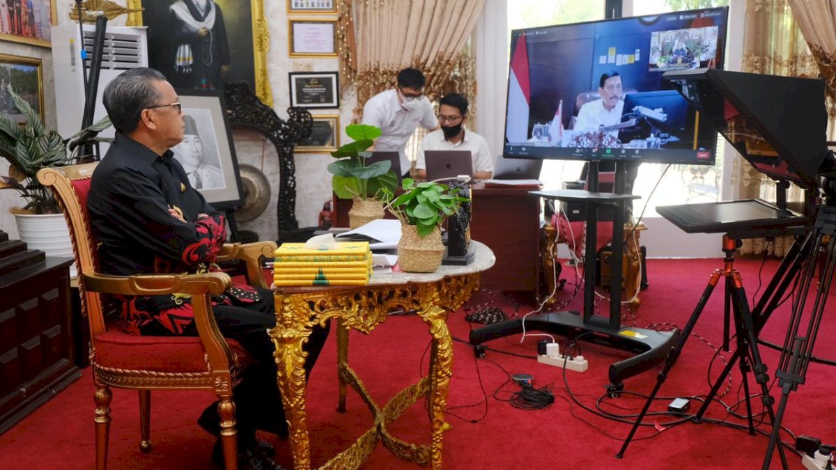 Gubernur Sulsel Rapat Pengendalian dan Evaluasi Penanganan Covid-19 Bersama Menko Marves