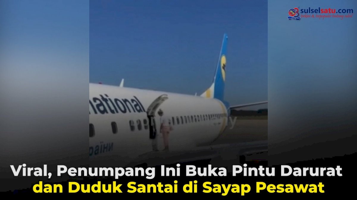 VIDEO: Viral, Penumpang Ini Buka Pintu Darurat dan Duduk Santai di Sayap Pesawat