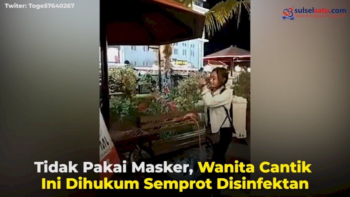 VIDEO: Tidak Pakai Masker, Wanita Cantik Ini Dihukum Semprot Disinfektan