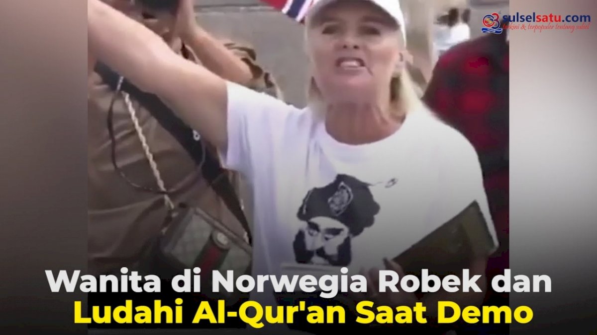 VIDEO: Wanita di Norwegia Robek dan Ludahi Al-Qur’an Saat Demo