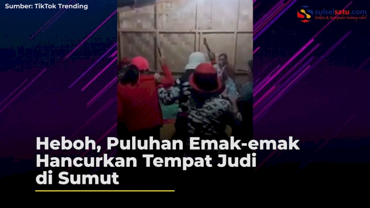 VIDEO: Heboh, Puluhan Emak-emak Hancurkan Tempat Judi di Sumut