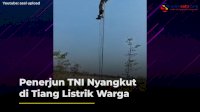 VIDEO: Prajurit TNI Nyangkut di Tiang Listrik Warga