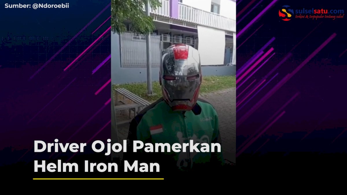 VIDEO: Viral, Seorang Driver Ojol Pamerkan Helm Iron Man