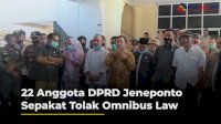 VIDEO: 22 Anggota DPRD Jeneponto Sepakat Tolak Omnibus Law