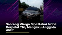VIDEO: Seorang Warga Sipil Pakai Mobil Berpelat TNI, Mengaku Anggota Aktif