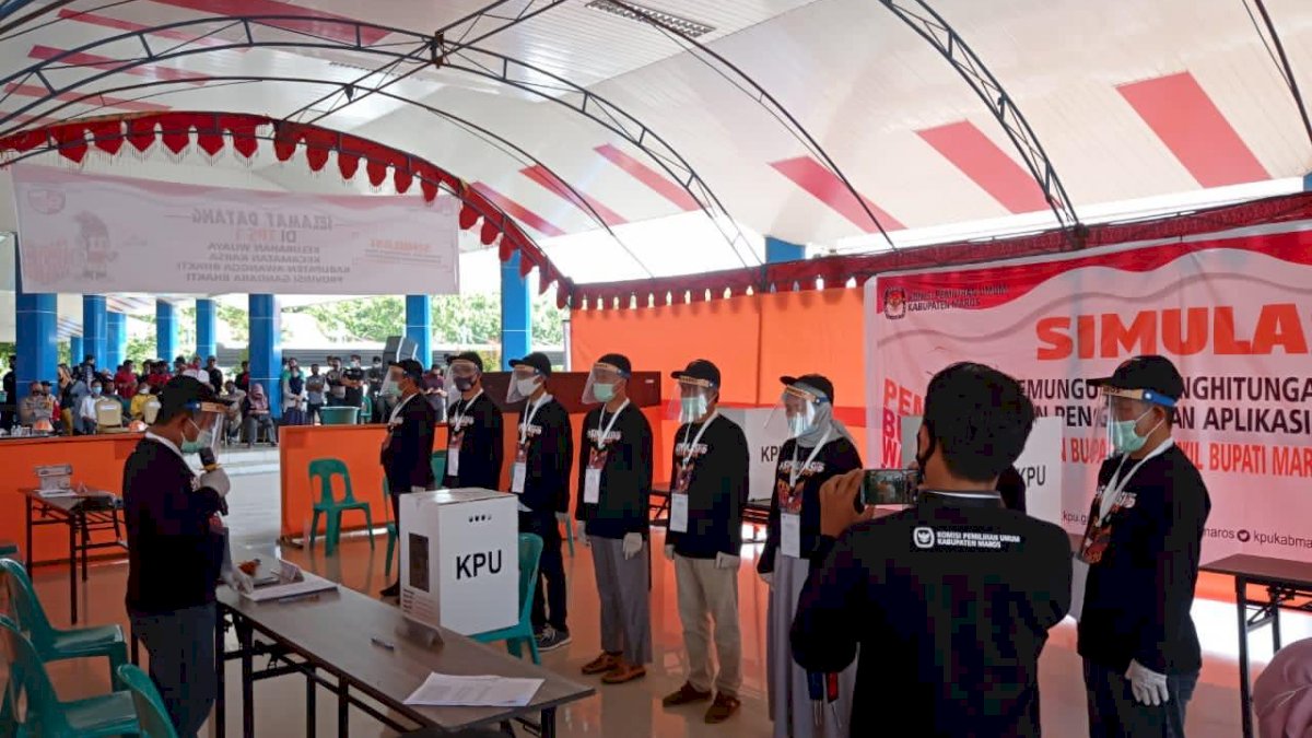 Gelar Simulasi Pilkada, KPU Maros Terapkan Protokol Kesehatan